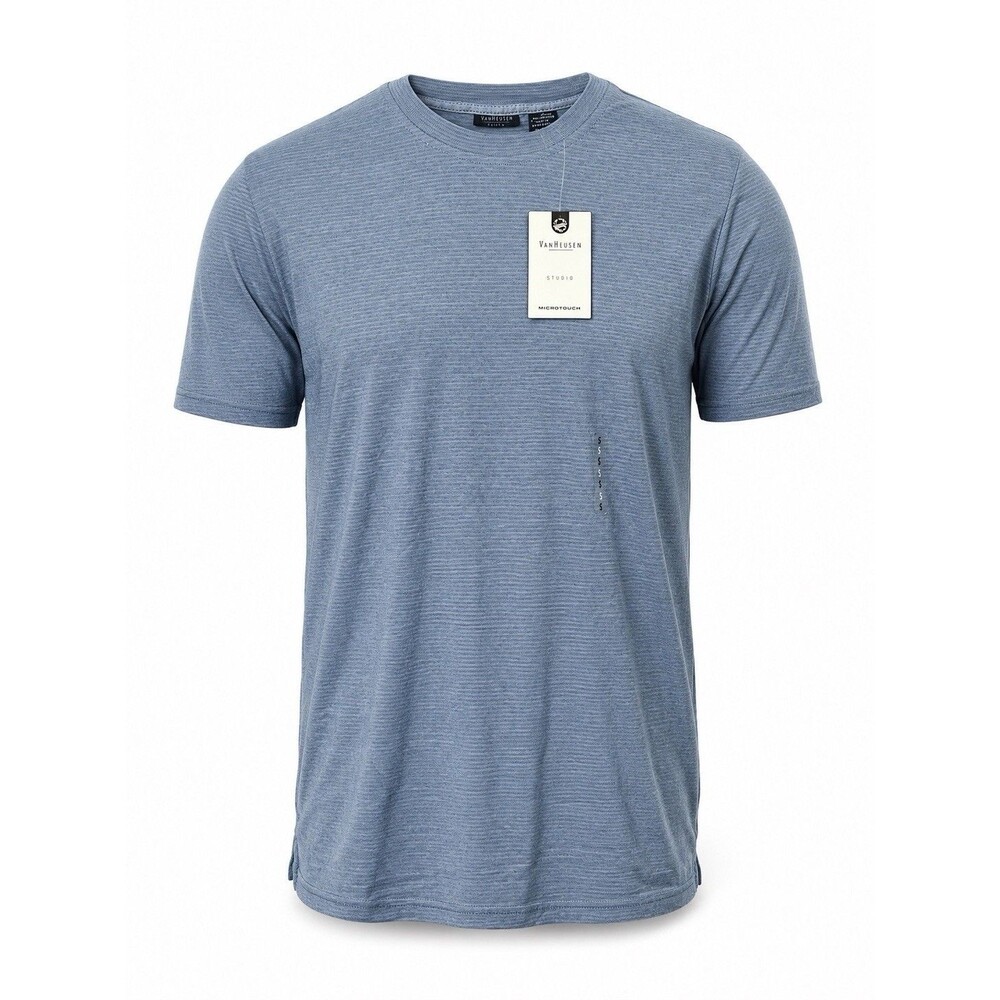 Van Heusen Studio Men’s Small Blue Microtouch Textured Short Sleeve Shirt NWT